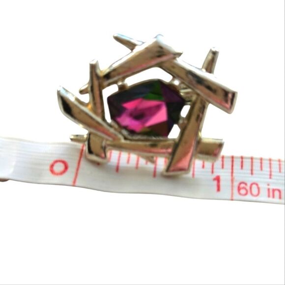 EC VINTAGE SARAH COVENTRY 1964 "CHINESE MODERN" WATERMELON STONE CLIP-ON EARINGS - Picture 3 of 4